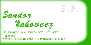 sandor makovecz business card